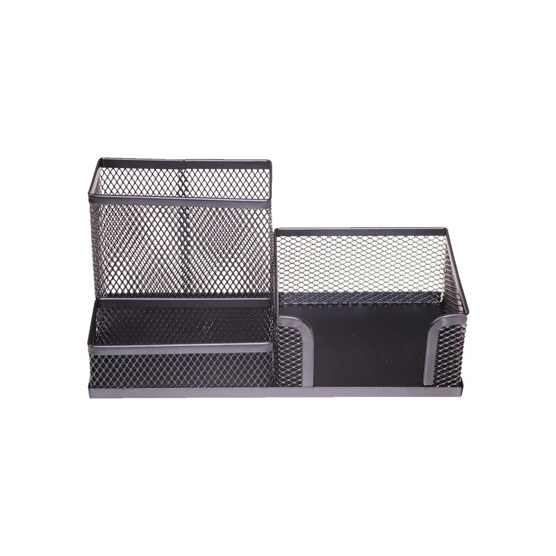 Office 1 Desk organizer, with 3 compartments, mesh, metal, black